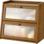 Caja pan encimera cocina bambú doble capa puerta
