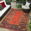 Alfombra área tribal rectangular 6x9ft multicolor