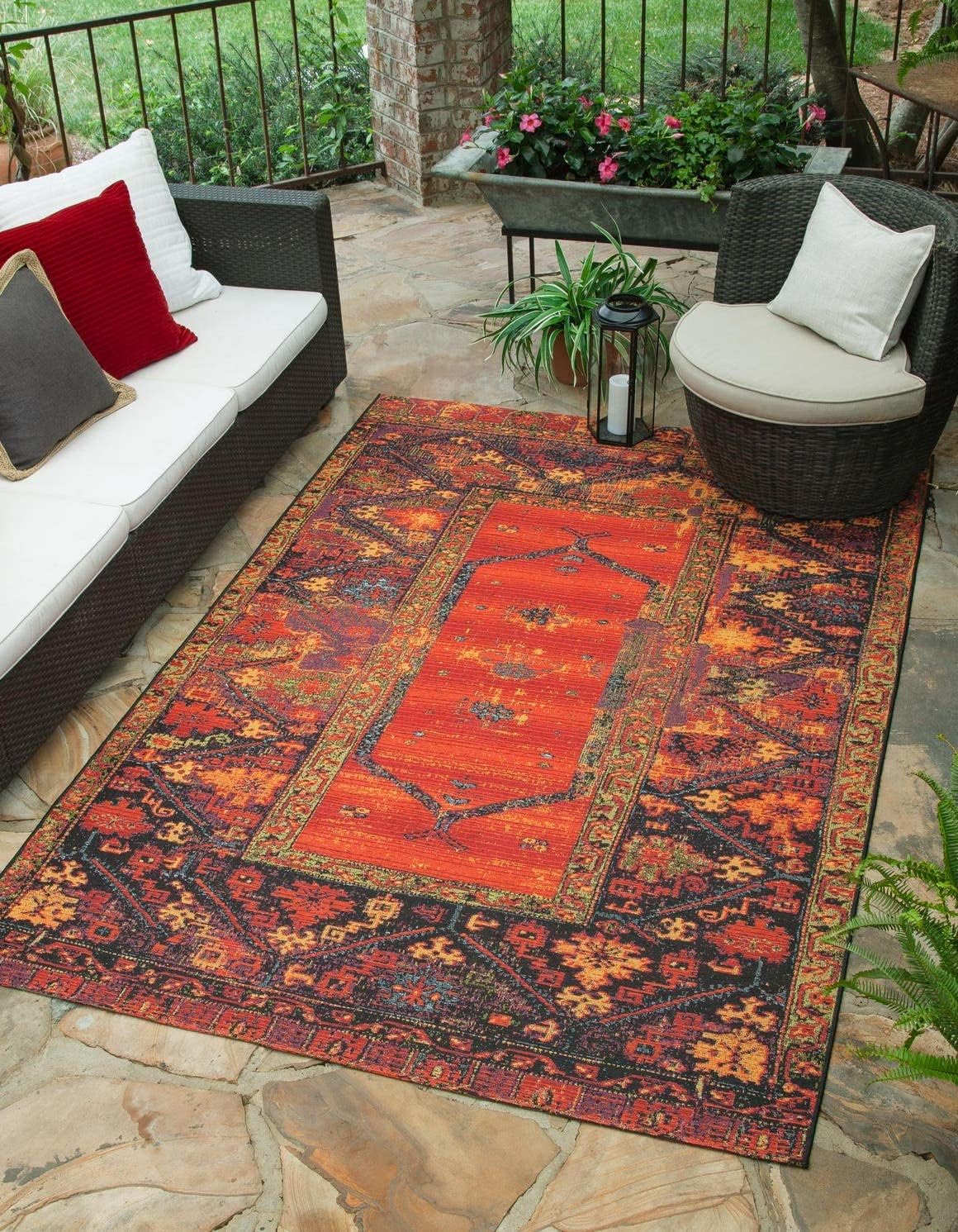 Alfombra área tribal rectangular 6x9ft multicolor