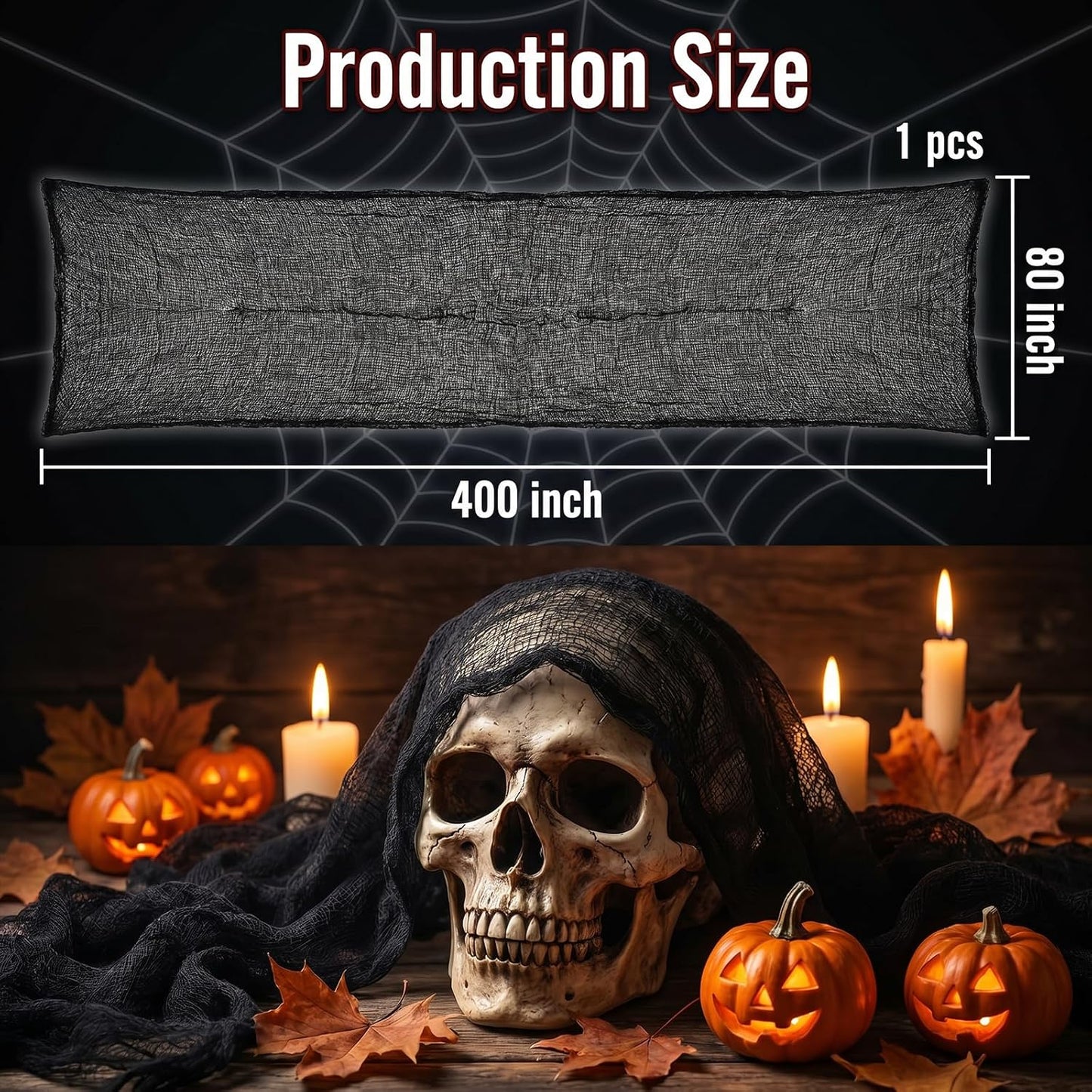 Tela espeluznante Halloween 80x400" interiores exteriores
