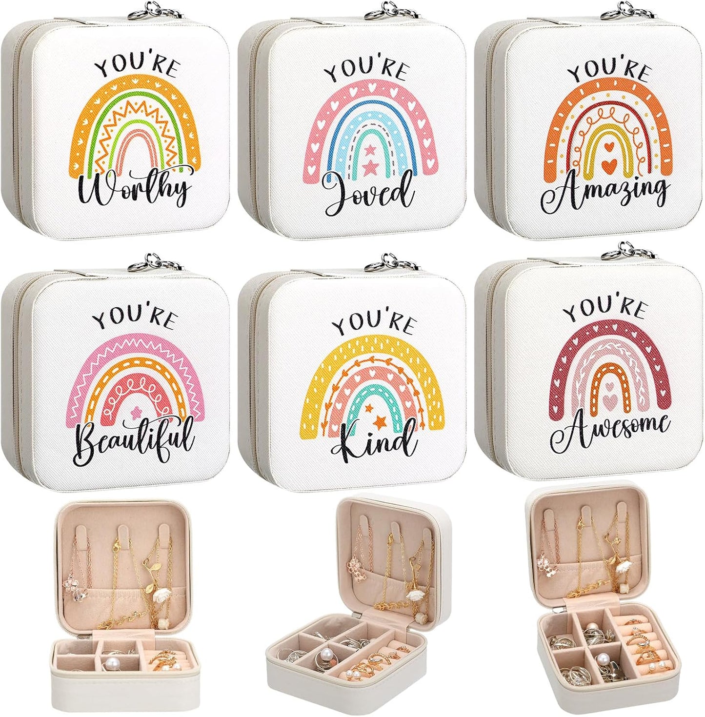 Joyero viaje 6 pzas diseño arco iris mujer organiz. joyas