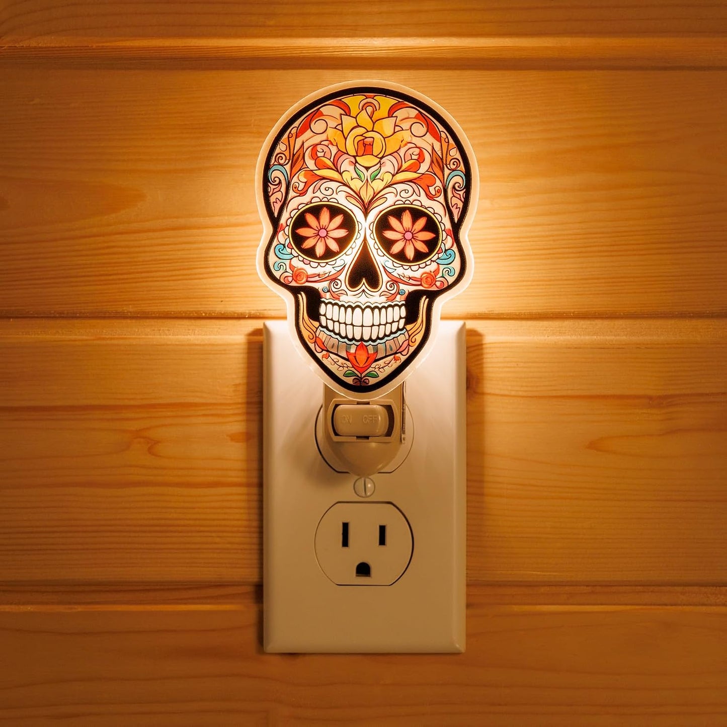 Luz nocturna calavera de azúcar decoración día de los muertos