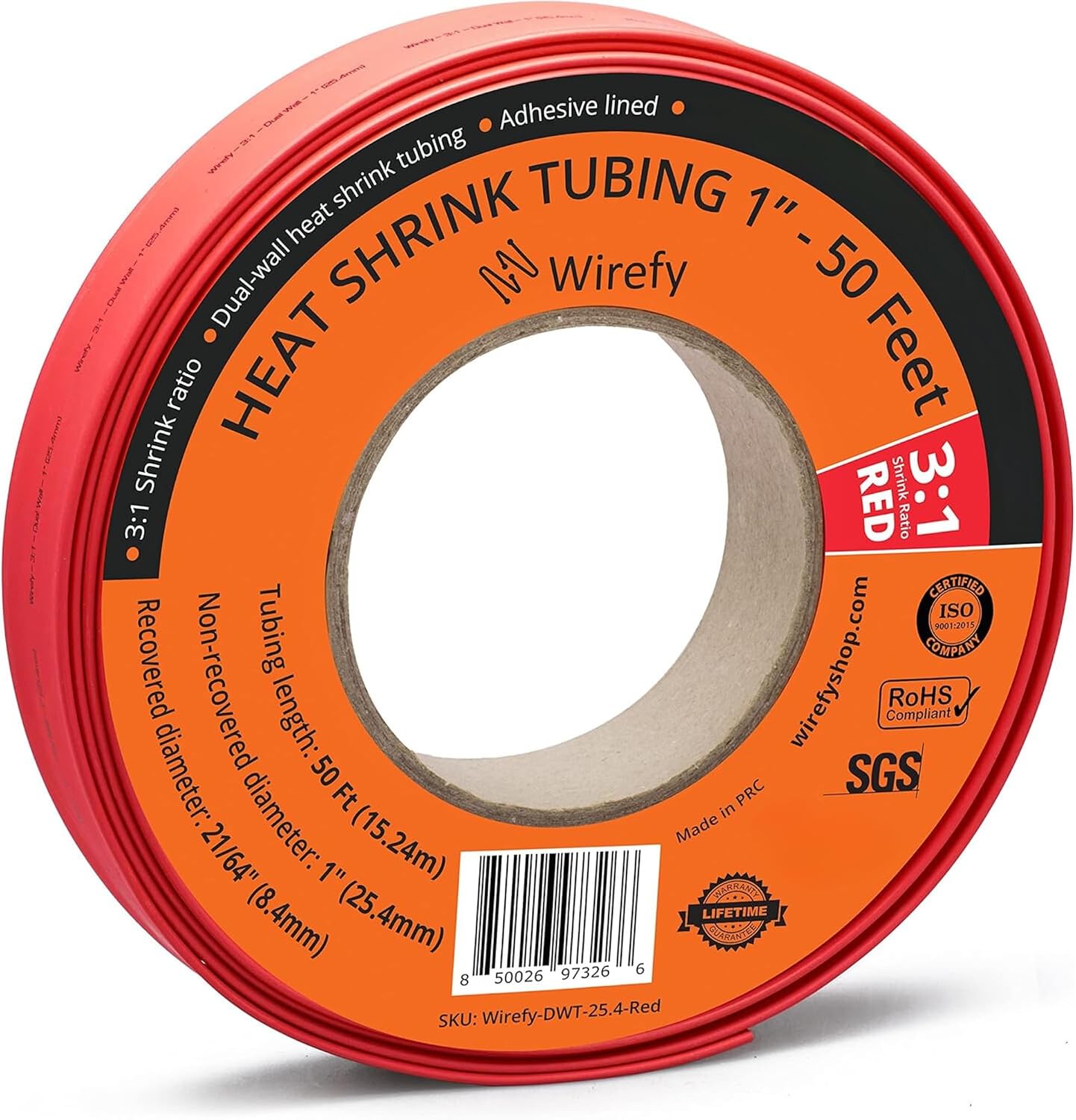 Tubo termorretráctil 1pulg 3:1 adhesivo doble pared rojo