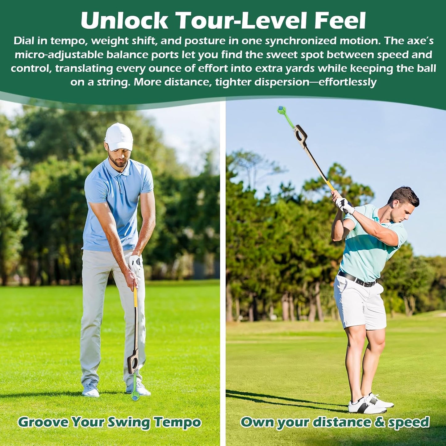 Entrenador swing golf para diestros y zurdos