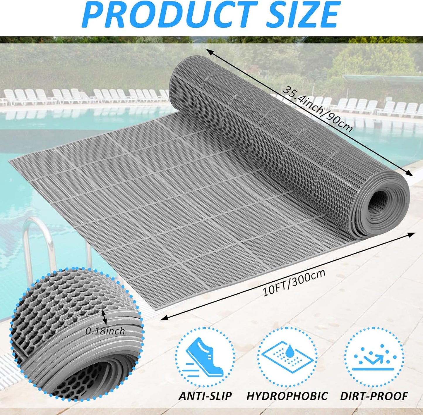 3 Tapetes Drenaje PVC 10ft Antiderrap Exteriores Interiores