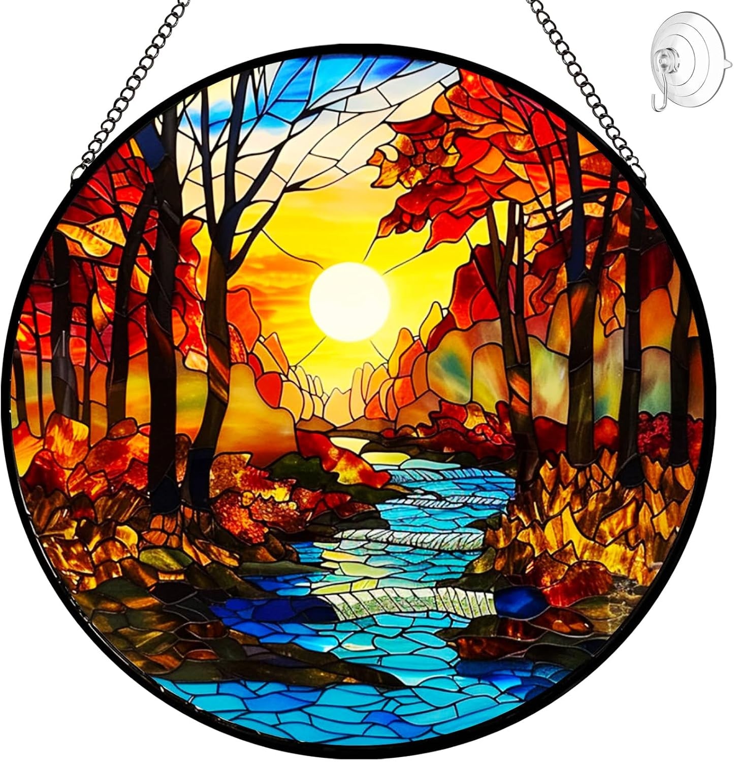 Atrapasoles vidrio paisaje amanecer río ventanas