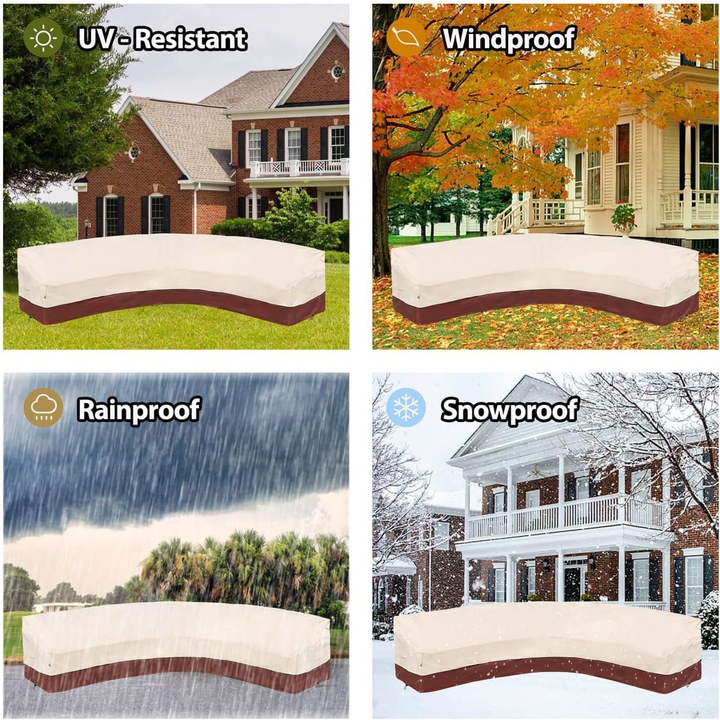 Fundas curvadas muebles patio 190pulg 600d impermeables