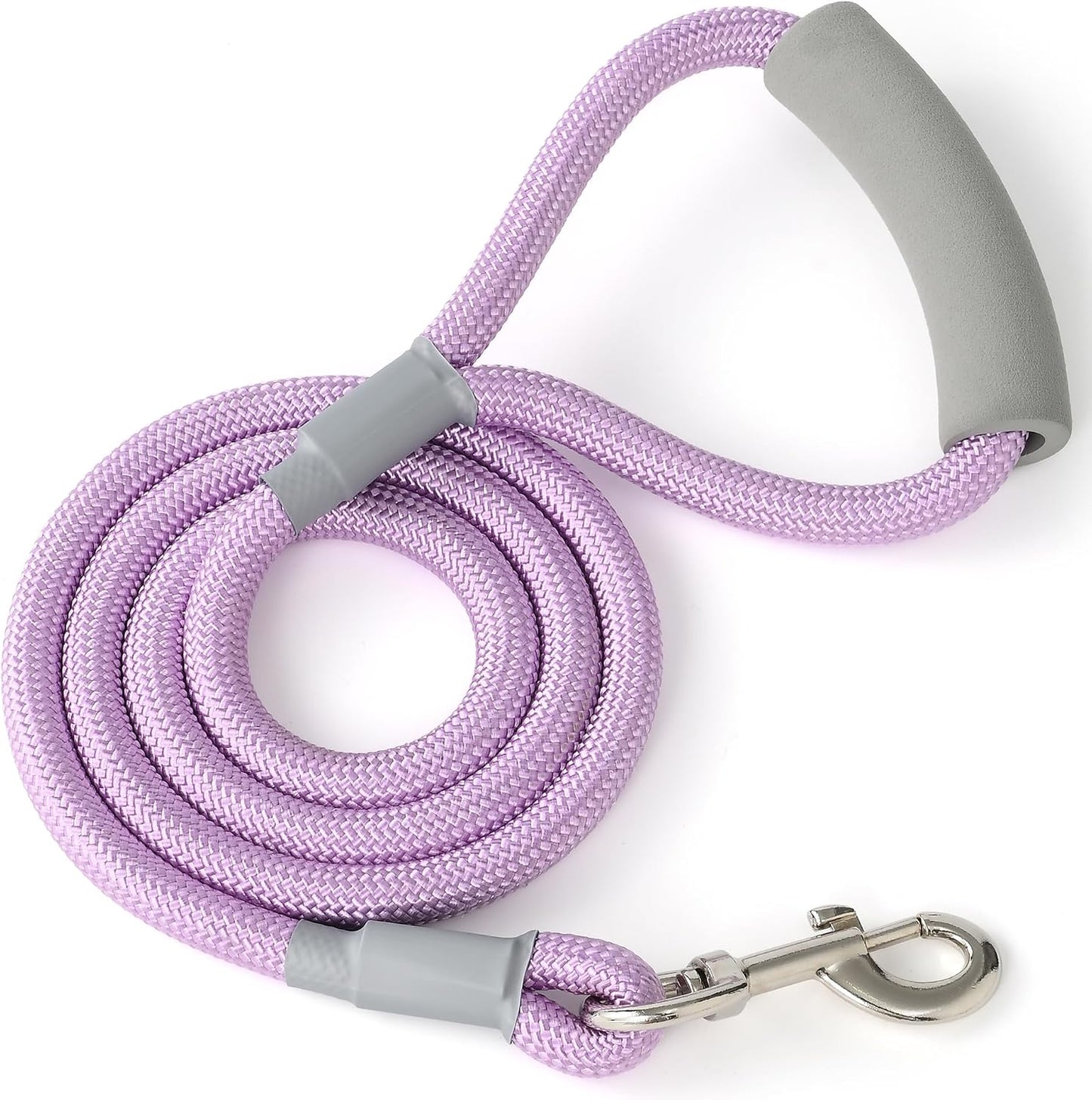 Correa perro cuerda nailon morado con mango acolchado 72pulg