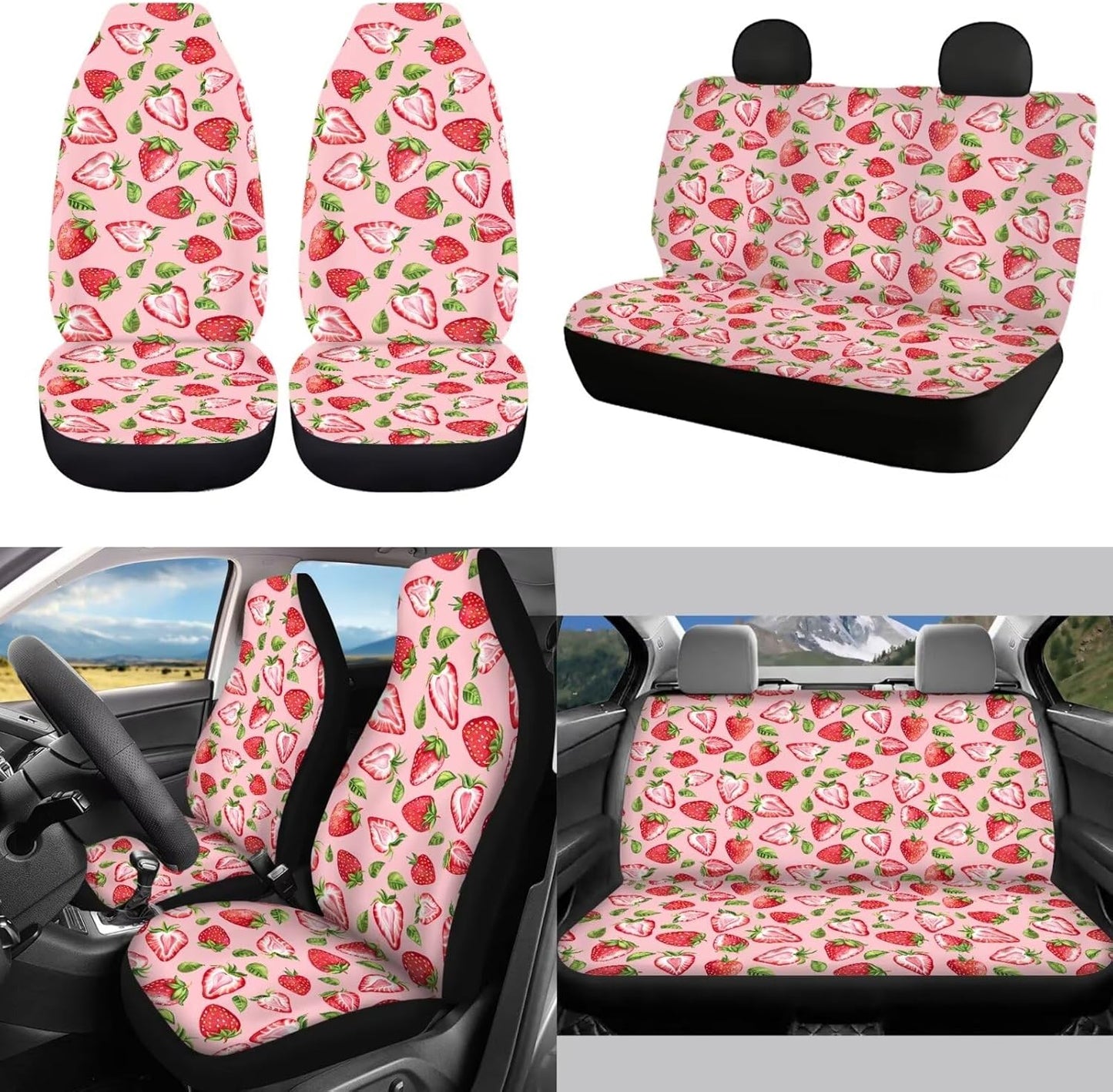 Set 12 fundas asiento coche fresa ajuste universal 15"
