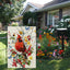 Bandera jardín primavera cardenal flores mariposa 12x18pulg