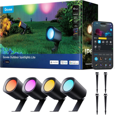 4 Pzas Focos Exteriores IP67 RGBWIC con Alexa y Google