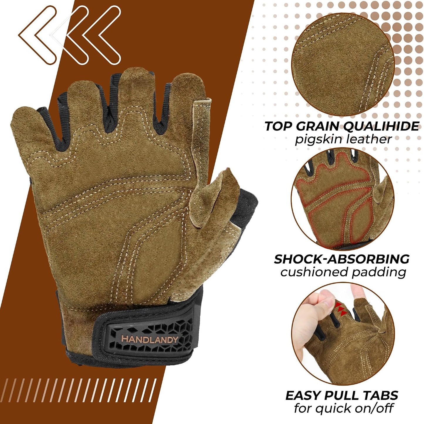 Guantes trabajo medio dedo transpirables uwrist