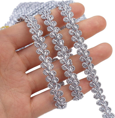 Cinta encaje ciempiés trenza plateada manualidades 0.3pulg 13yardas
