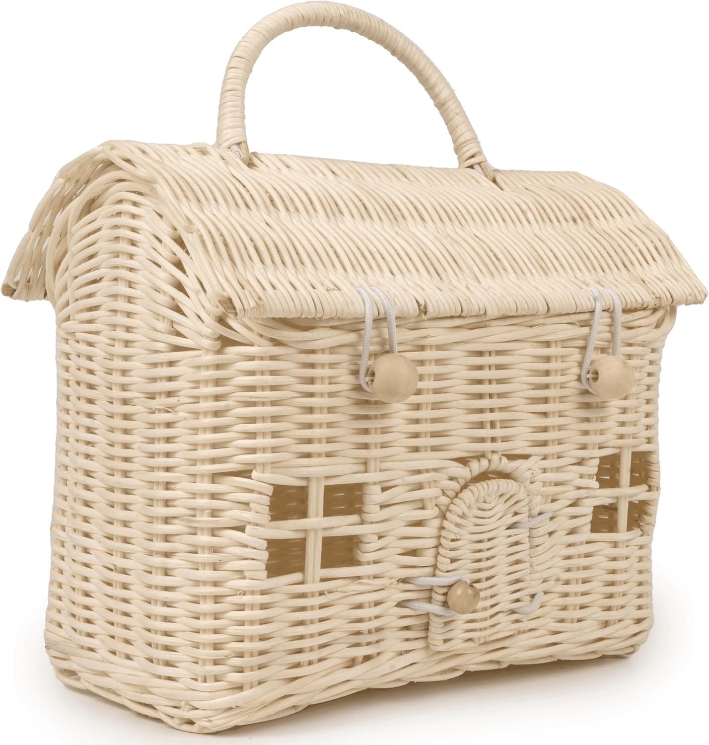 Cesta ratán con tapa organiz. decorativo tejido a mano