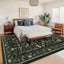 Alfombra floral verde musgo 5x7ft antiderrap interior