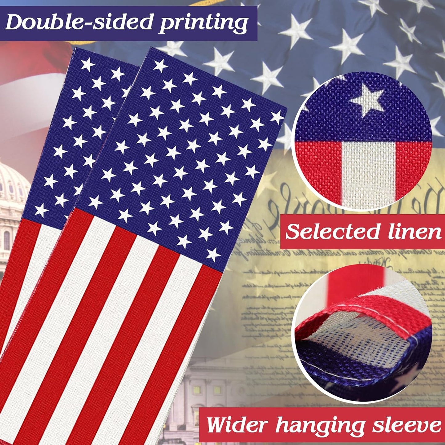 2 Pzas Banderas Jardín EE.UU. 12x18pulg Doble Cara Resistente