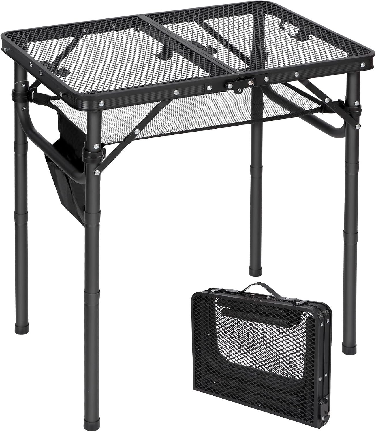 Mesa plegable aluminio 3 alturas ajustables para parrilla