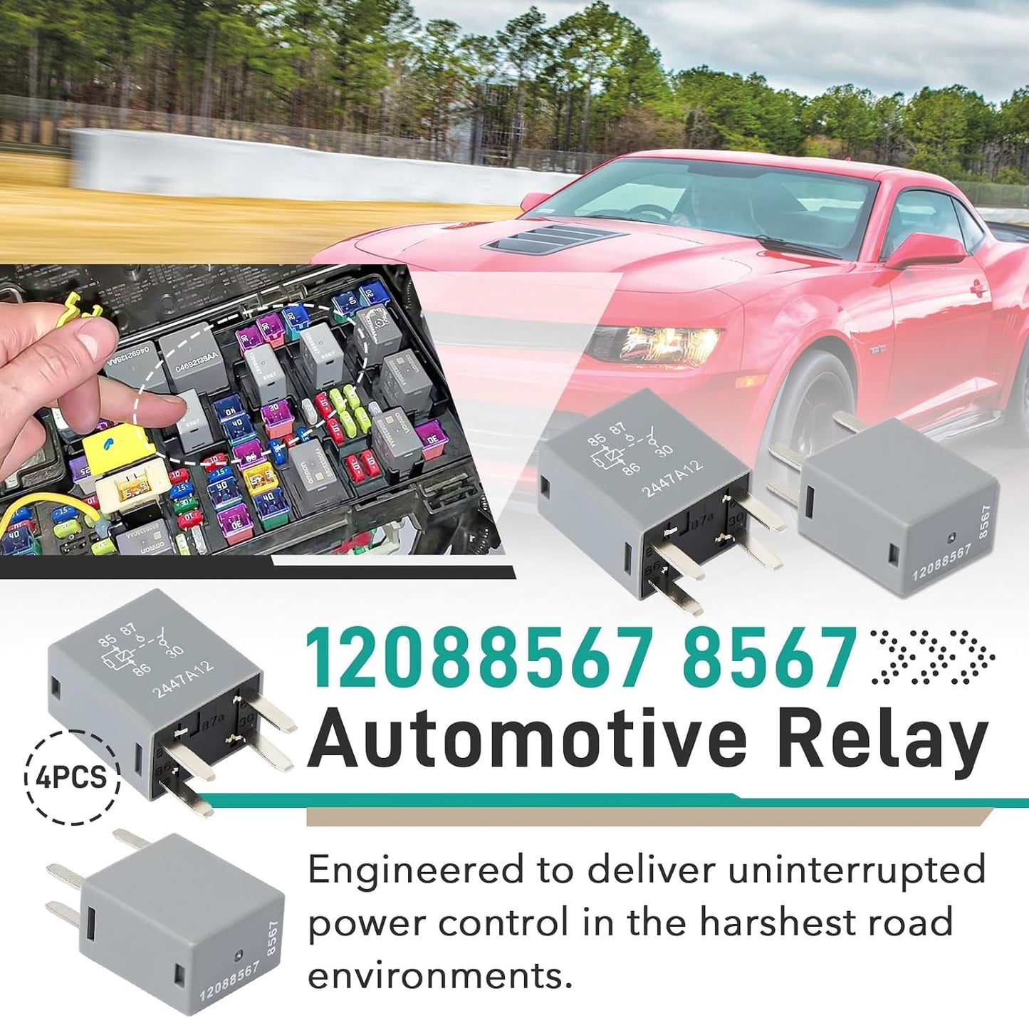 4 Pzas Relé Automotriz 12VDC 30A 4 Pines Comp Buick Chevy
