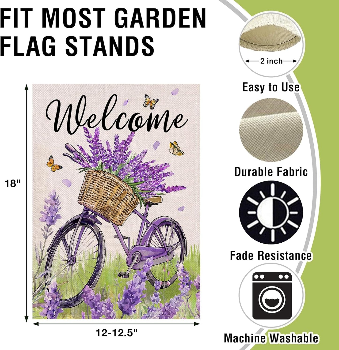 Bandera jardín decorativa para bicicleta lavanda flores