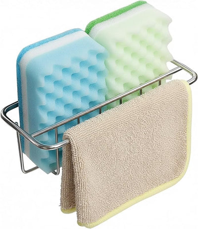 Soporte adhesivo 2en1 para esponja y jabón acero inox 304 plateado