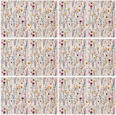 6 Manteles Florales Acuarela 12x18pulg Decoración Hogar