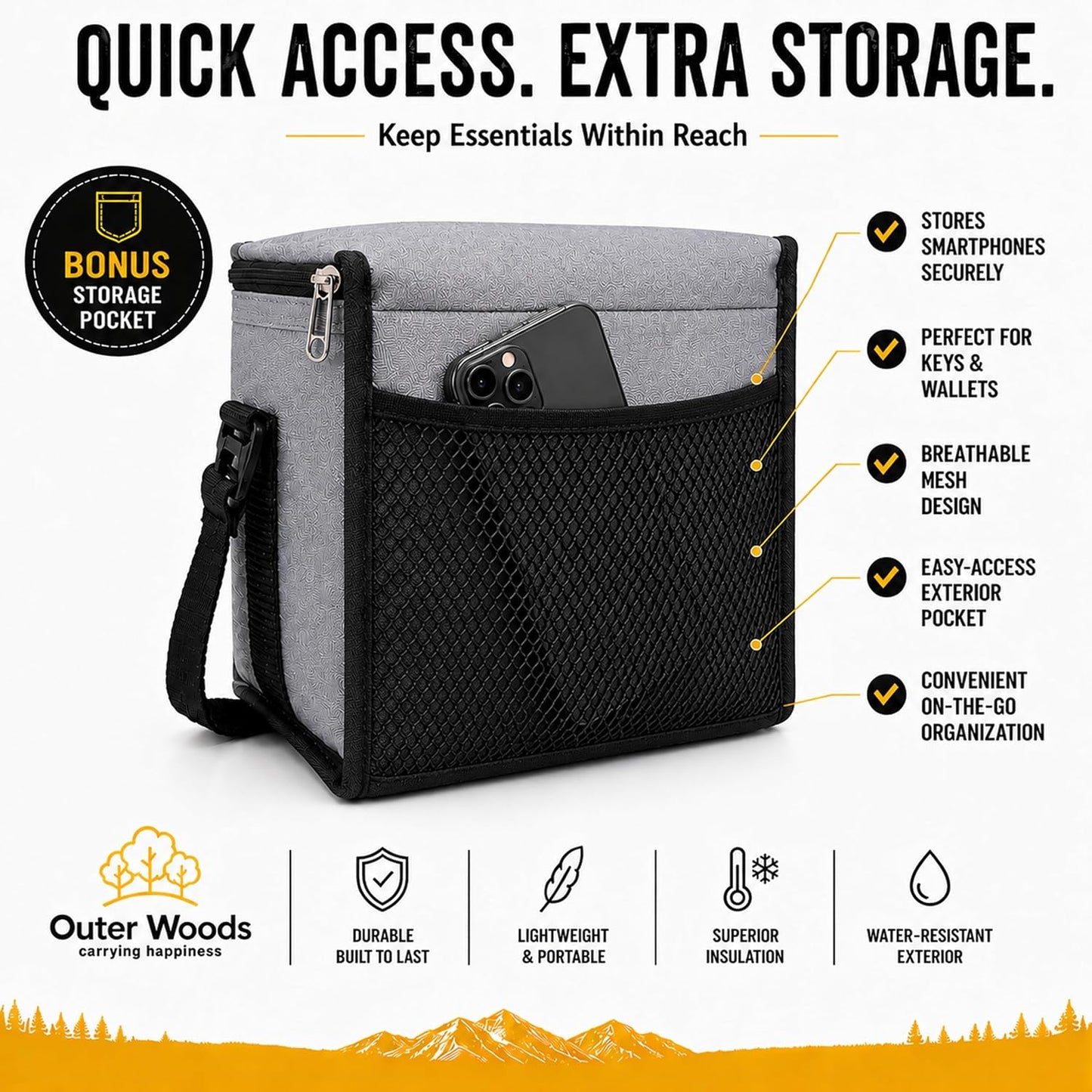 Bolsa térmica 6 latas 16.9oz con gel hielo reutiliz. gris