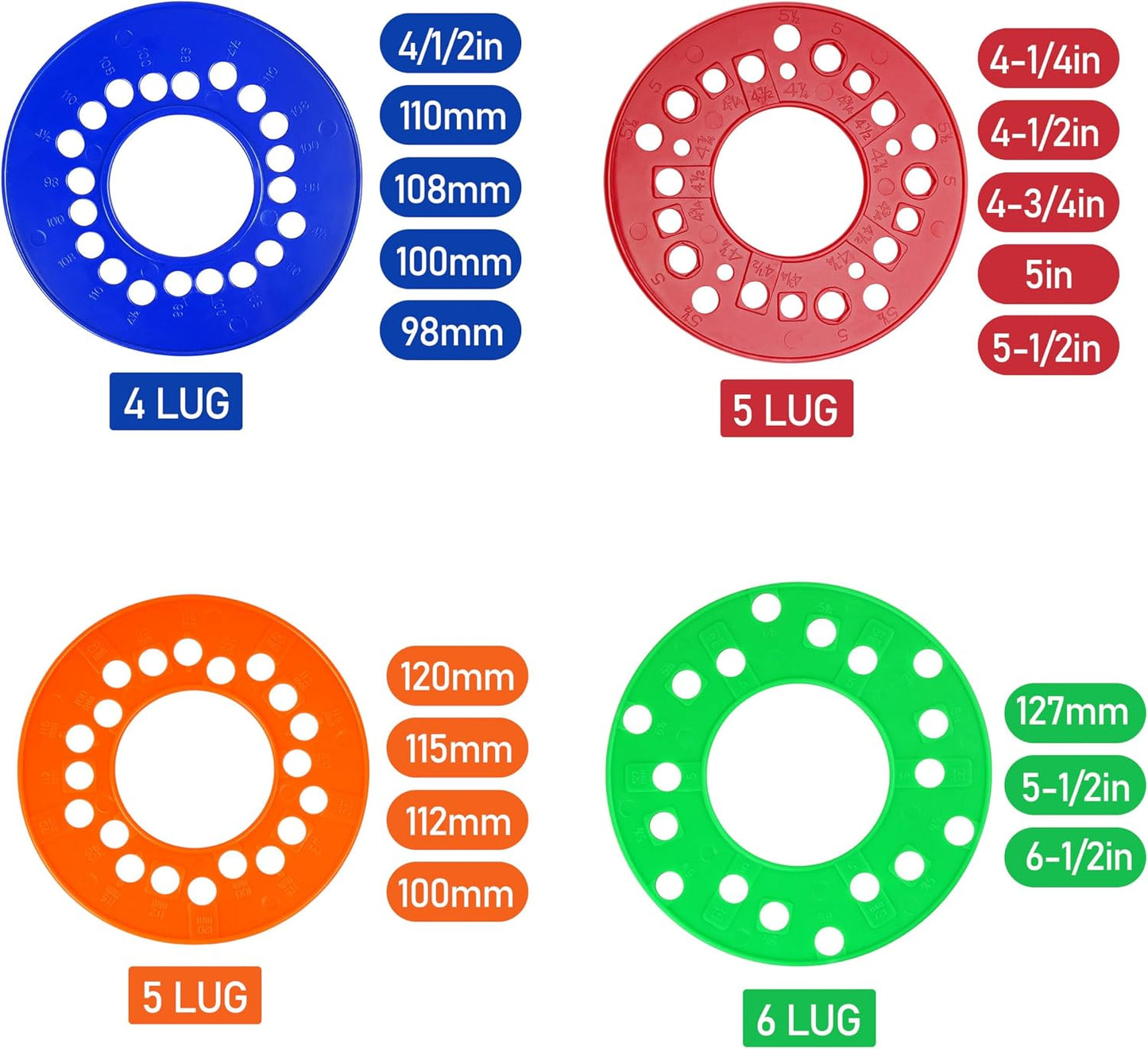 Guías patrón pernos rueda 4 5 6 set 4