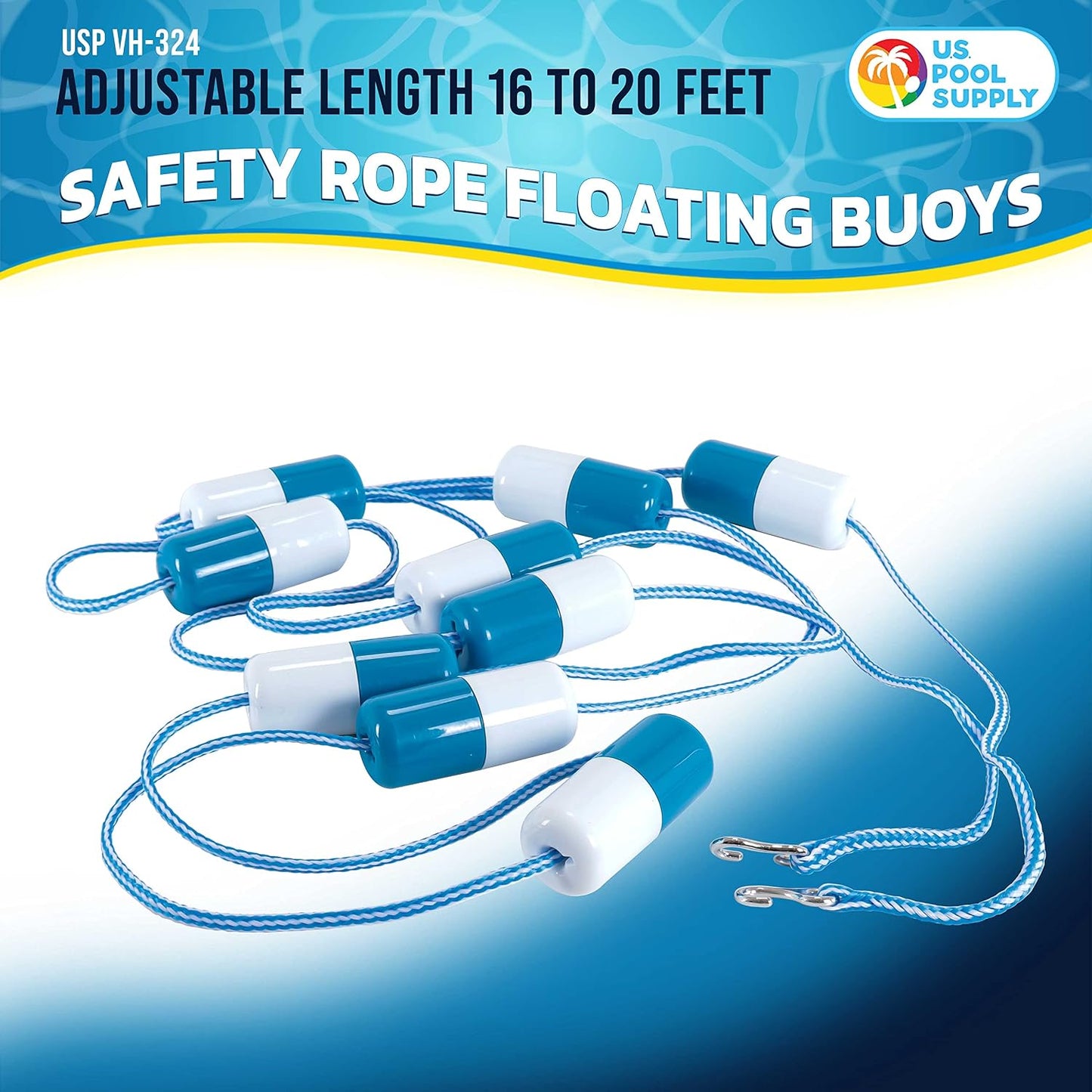 Flotadores cuerda piscina ajustable 16-20ft con boyas y ganchos