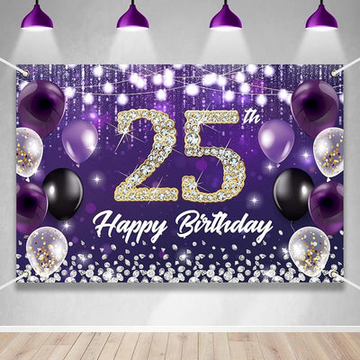 Telón cumpleaños morado diamante brillante 70.8x47.2