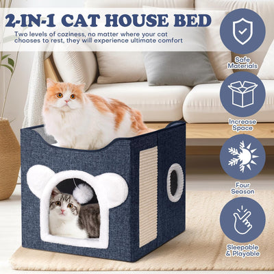 Cama plegable para gatos con almohadilla y bola 16.5x16.5x13.2
