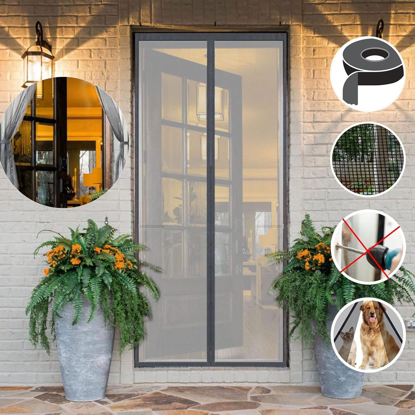 Puerta mosquitera magnética fibra vidrio 38x94pulg malla gris