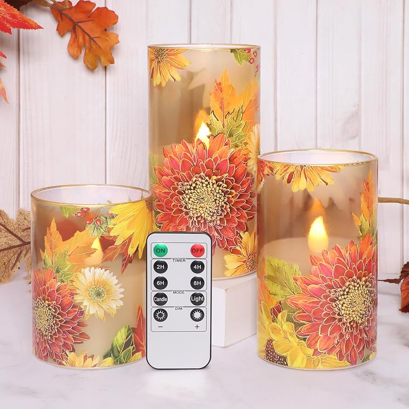 Velas parpadeantes de cera real con control remoto 3 pzas
