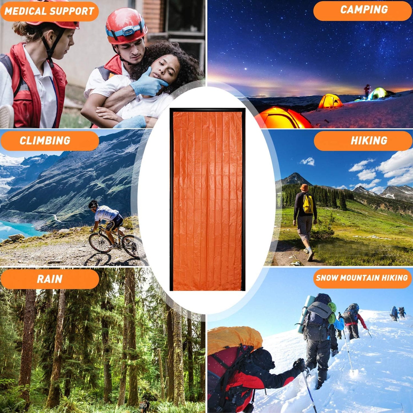 Pack 2/4/6/8 Manta de supervivencia impermeable para camping