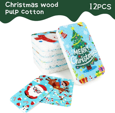 Esponja cocina navideña pack 12 pulpa madera y coco alta absorción