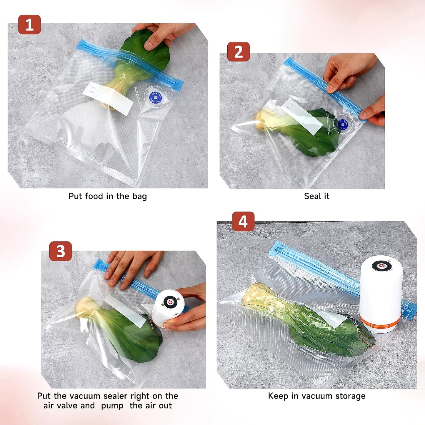 50 Bolsas Sous Vide Reutilizables 3 Tamaños Sin BPA