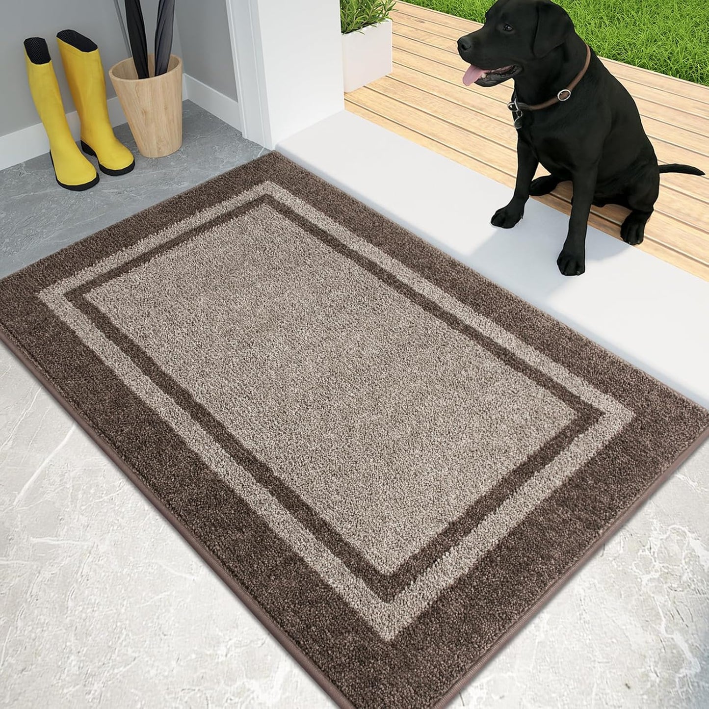 Tapete puerta antiderrap 20x32" beige/marrón gris
