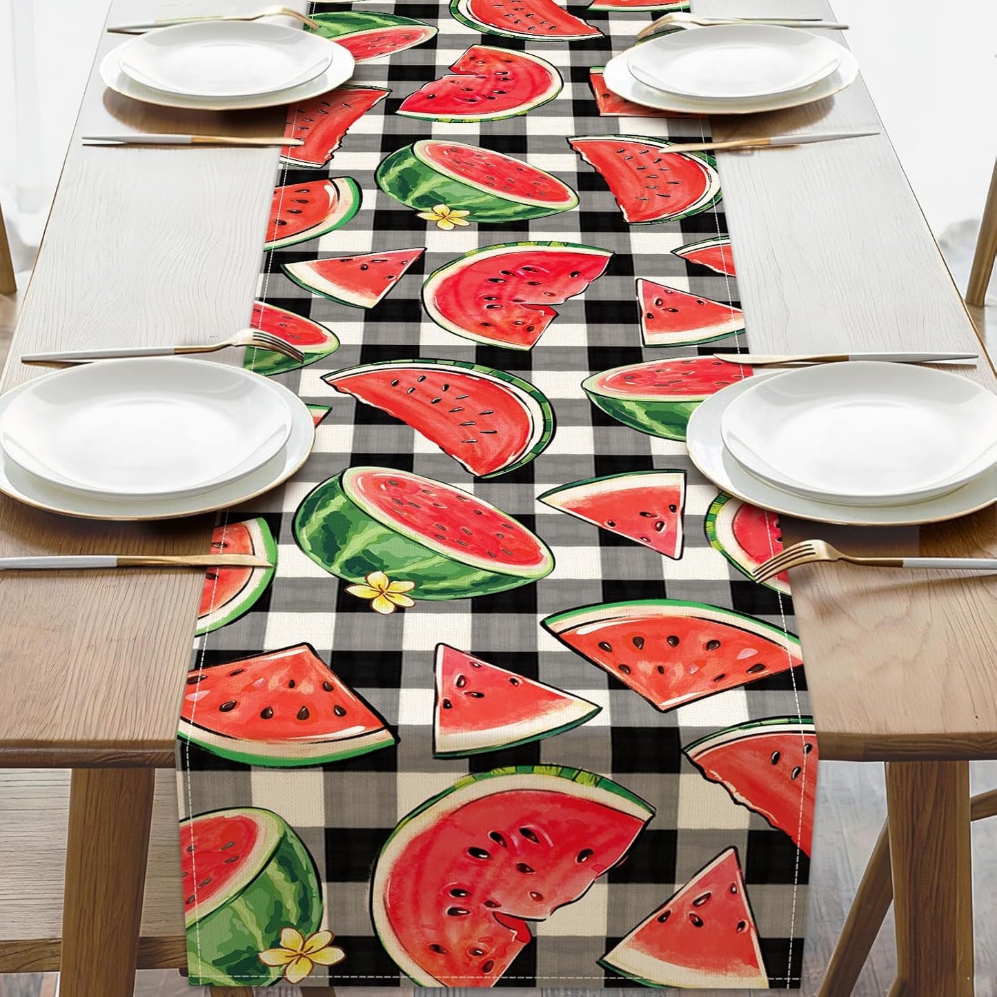 Camino mesa comedor sandía verano arpillera cuadros decoracion
