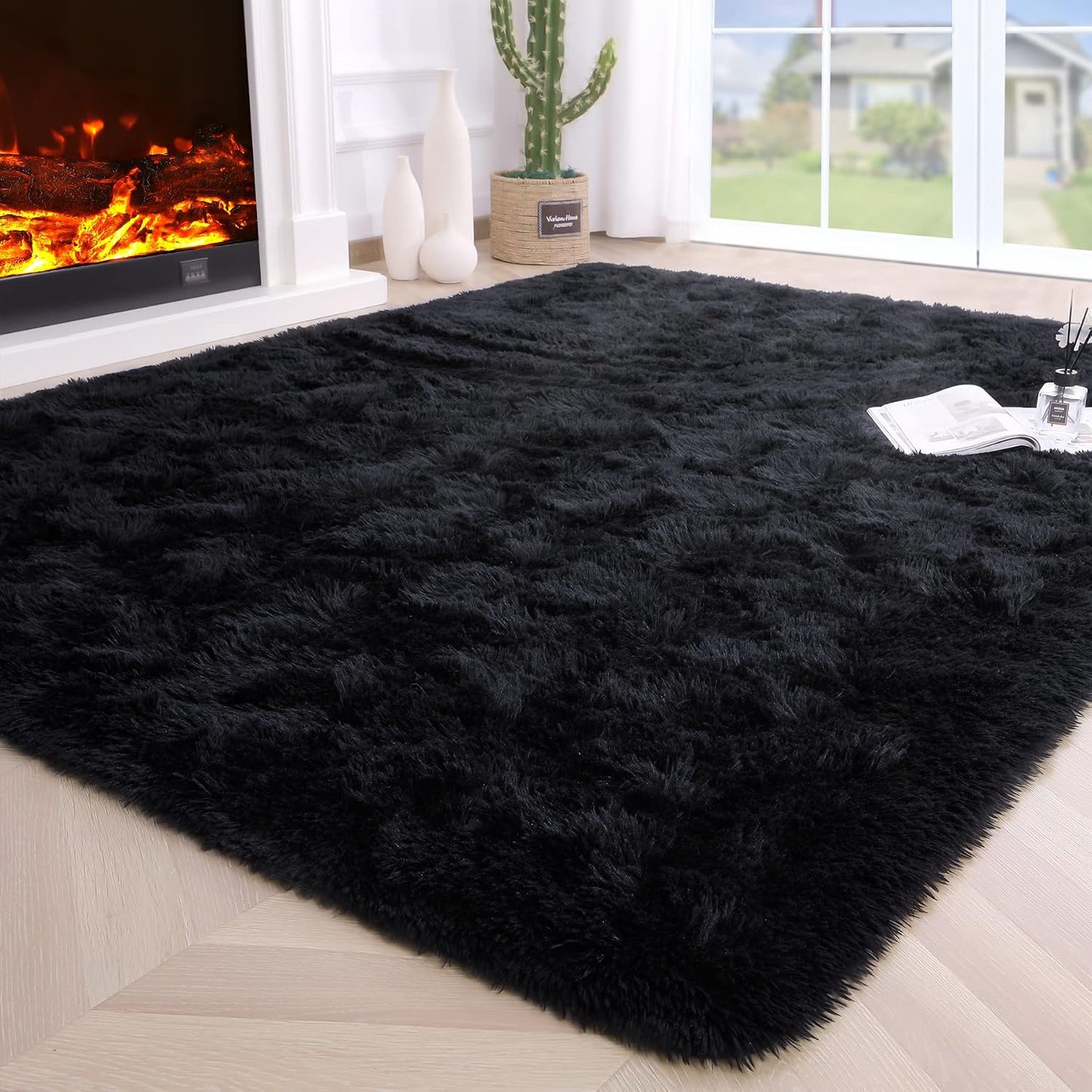 Alfombra esponjosa antideslizante 4x5.3pulg negro