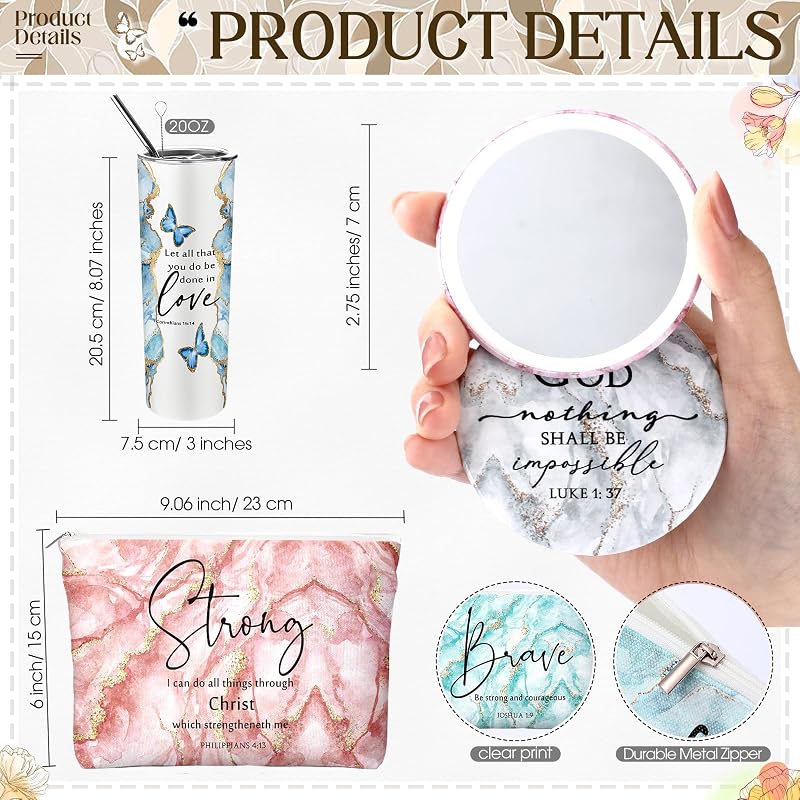 18 Pzas Regalo Cristiano para Mujer Vaso Mármol 20oz