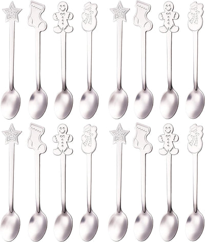 Set 16 cucharas acero inox navidad para café té postres