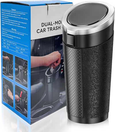 Bote basura coche con tapa portavasos plateado