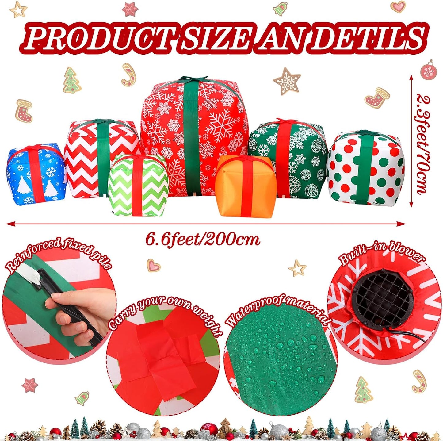 7 Pzas Inflable LED Santa Claus para fiesta
