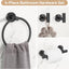 Set 4 Toallas Acero Inox Soporte Papel Higiénico Negro