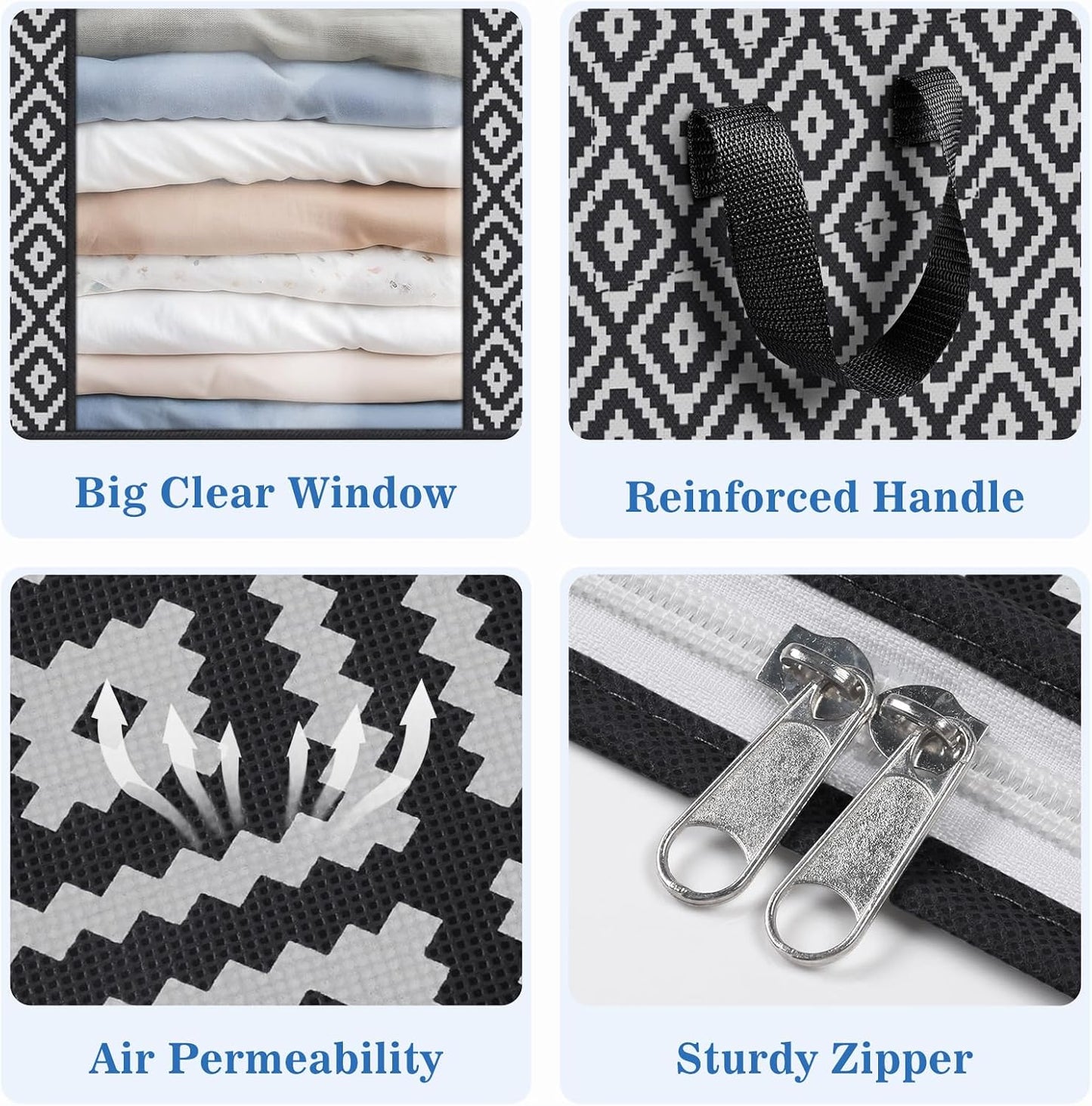 6 Pzas Contenedores Ropa Plegables con Asa y Ventana