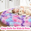 Alfombra redonda arcoíris rosa 4ft para dormitorio niña