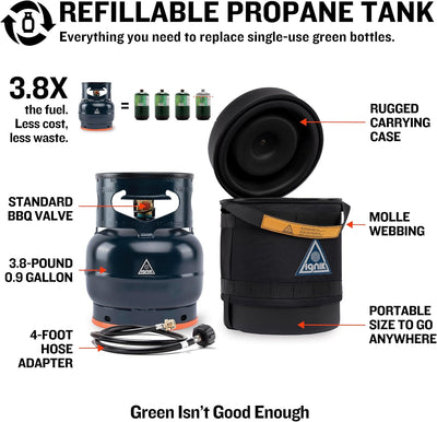 Kit gas propano 1.7kg manguera estuche negro/tanque azul