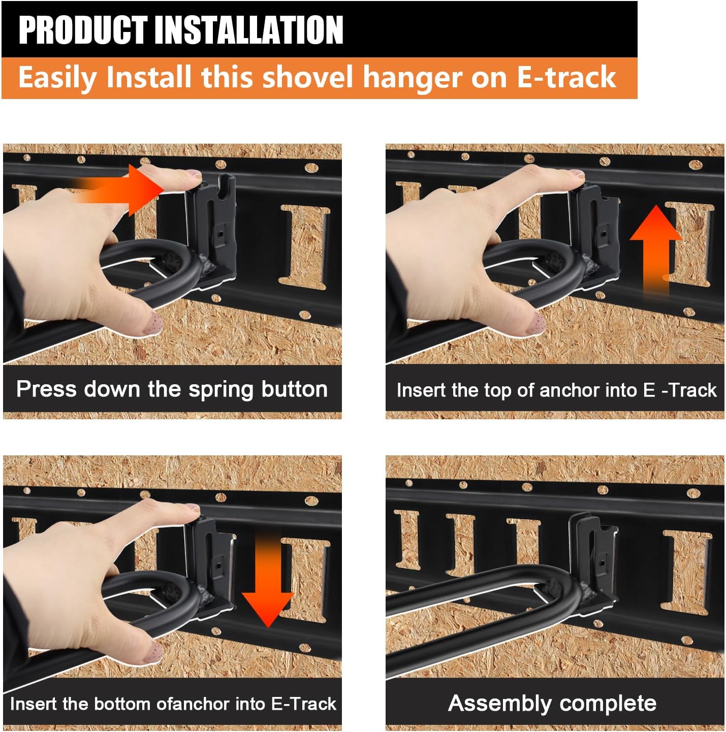 Organiz. E-Track set 4 colgador pala gancho doble negro
