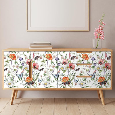 Papel tapiz floral autoadhesivo para baño flores primavera vintage
