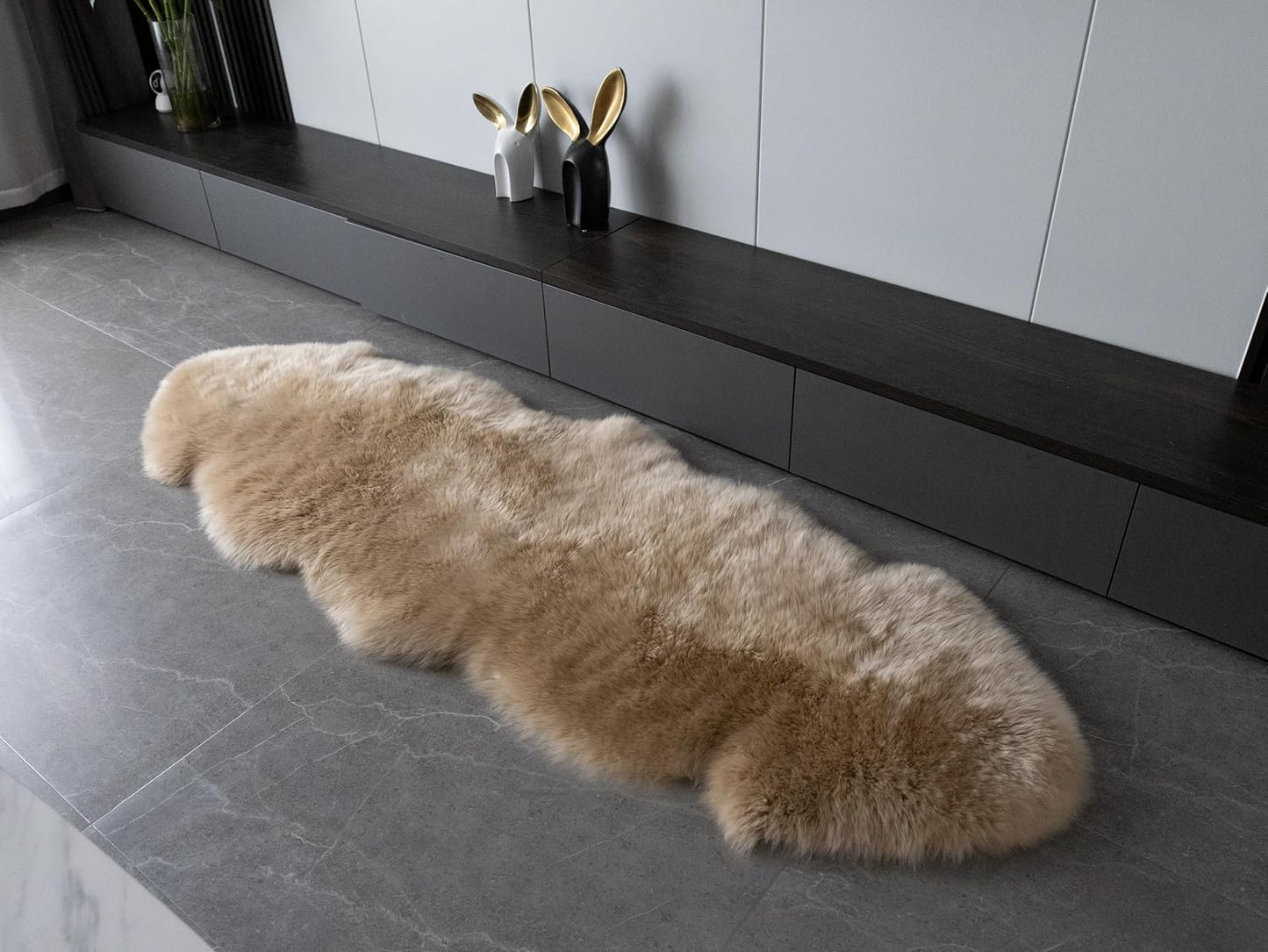 Alfombra piel oveja suave 24x72" dormitorio sala