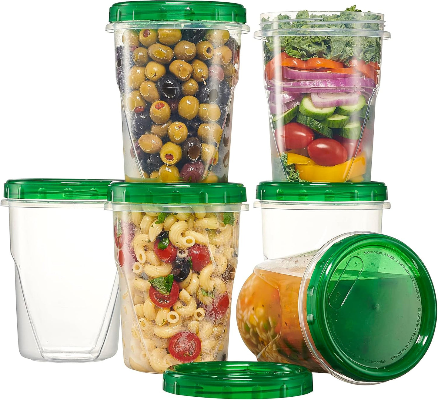 6 Pzas Recipientes Alimento Tapa Giratoria 32oz